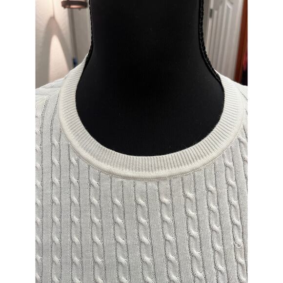 Tommy Hilfiger White Cable Knit Sweater Women’s XS Classic Logo Crewneck - Picture 3 of 8